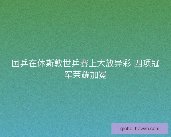 国乒在休斯敦世乒赛上大放异彩 四项冠军荣耀加冕